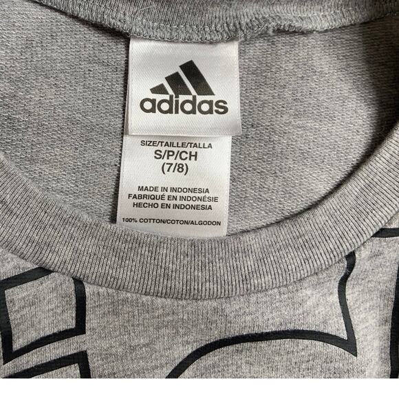 Adidas Women's Small Crop Top Graphic Logo Short Sleeve Gray Black 100% Cotton - Picture 5 of 6